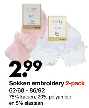 Aanbiedingen Sokken embroidery - Huismerk - Wibra - Geldig van 24/10/2022 tot 06/11/2022 bij Wibra