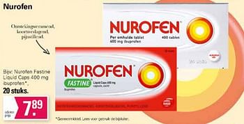 Aanbiedingen Nurofen fastine liquid caps ibuprofen - Nurofen - Geldig van 19/10/2022 tot 06/11/2022 bij De Online Drogist