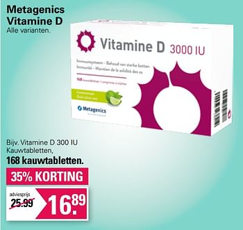 Aanbiedingen Vitamine d 300 iu kauwtabletten - Metagenics - Geldig van 19/10/2022 tot 06/11/2022 bij De Online Drogist