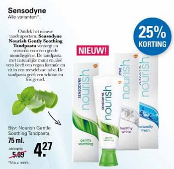 Aanbiedingen Nourish gentle soothing tandpasta - Sensodyne - Geldig van 19/10/2022 tot 06/11/2022 bij De Online Drogist