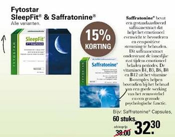 Aanbiedingen Saffratonine capsules - Fytostar - Geldig van 19/10/2022 tot 06/11/2022 bij De Online Drogist