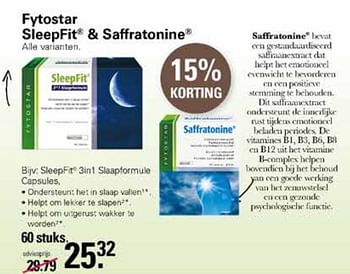 Aanbiedingen Sleepfit 3in1 slaapformule capsules - Fytostar - Geldig van 19/10/2022 tot 06/11/2022 bij De Online Drogist