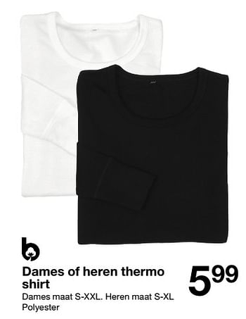 Aanbiedingen Dames of heren thermo shirt - Huismerk - Zeeman  - Geldig van 29/10/2022 tot 04/11/2022 bij Zeeman