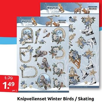 Aanbiedingen Knipvellenset winter birds - skating - Huismerk - Boekenvoordeel - Geldig van 29/10/2022 tot 06/11/2022 bij Boekenvoordeel