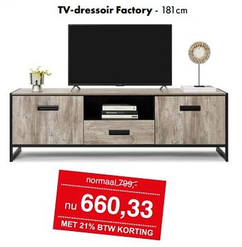 Aanbiedingen Tv-dressoir factory - Huismerk - Woon Square - Geldig van 30/10/2022 tot 05/11/2022 bij Woon Square