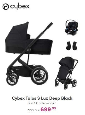 Aanbiedingen Cybex talos s lux deep black 3 in 1 kinderwagen - Cybex - Geldig van 30/10/2022 tot 05/11/2022 bij Baby & Tiener Megastore