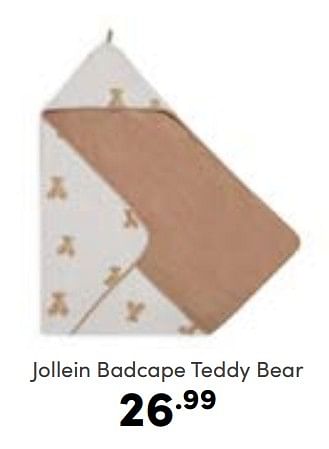 Aanbiedingen Jollein badcape teddy bear - Jollein - Geldig van 30/10/2022 tot 05/11/2022 bij Baby & Tiener Megastore