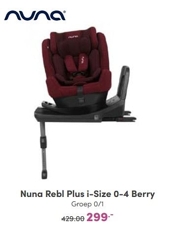Aanbiedingen Nuna rebl plus i-size 0-4 berry - Nuna - Geldig van 30/10/2022 tot 05/11/2022 bij Baby & Tiener Megastore