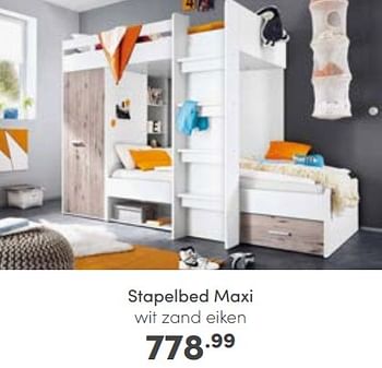 Aanbiedingen Stapelbed maxi wit zand eiken - Huismerk - Baby &amp; Tiener Megastore - Geldig van 30/10/2022 tot 05/11/2022 bij Baby & Tiener Megastore