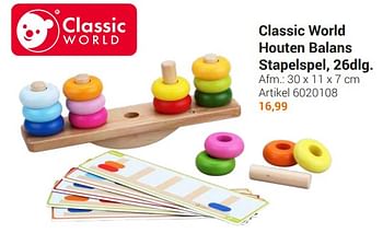 Aanbiedingen Classic world houten balans stapelspel - Classic World - Geldig van 20/09/2022 tot 06/12/2022 bij Lobbes