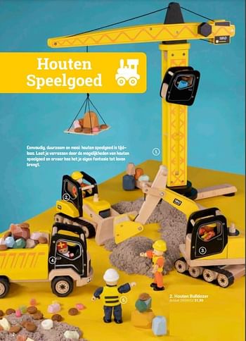 Aanbiedingen Houten bulldozer - Bigjigs - Geldig van 20/09/2022 tot 06/12/2022 bij Lobbes