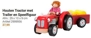 Aanbiedingen Houten tractor met trailer en speelfiguur - Bigjigs - Geldig van 20/09/2022 tot 06/12/2022 bij Lobbes