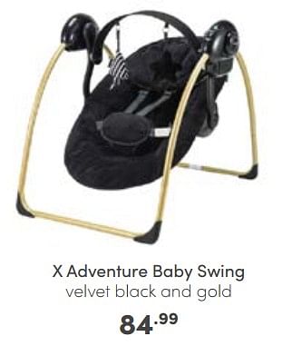Aanbiedingen X adventure baby swing velvet black and gold - Xadventure - Geldig van 30/10/2022 tot 05/11/2022 bij Baby & Tiener Megastore