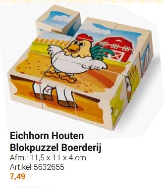 Aanbiedingen Eichhorn houten blokpuzzel boerderij - eichhorn - Geldig van 20/09/2022 tot 06/12/2022 bij Lobbes