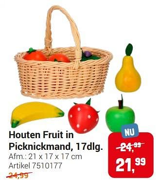 Aanbiedingen Houten fruit in picknickmand - Pur Element - Geldig van 20/09/2022 tot 06/12/2022 bij Lobbes