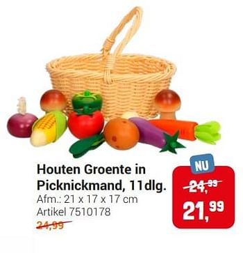 Aanbiedingen Houten groente in picknickmand - Pur Element - Geldig van 20/09/2022 tot 06/12/2022 bij Lobbes