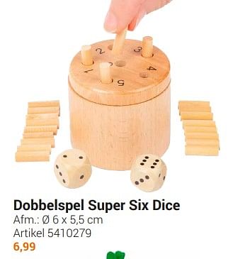 Aanbiedingen Dobbelspel super six dice - Small Foot - Geldig van 20/09/2022 tot 06/12/2022 bij Lobbes