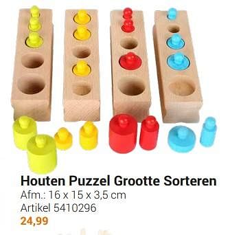 Aanbiedingen Houten puzzel grootte sorteren - Small Foot - Geldig van 20/09/2022 tot 06/12/2022 bij Lobbes