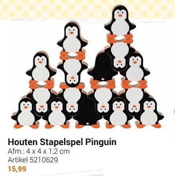 Aanbiedingen Houten stapelspel pinguin - Goki - Geldig van 20/09/2022 tot 06/12/2022 bij Lobbes