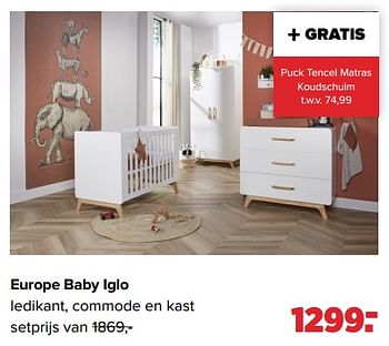 Aanbiedingen Europe baby iglo - Europe baby - Geldig van 24/10/2022 tot 03/12/2022 bij Baby-Dump