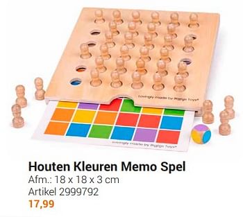 Aanbiedingen Houten kleuren memo spel - Bigjigs - Geldig van 20/09/2022 tot 06/12/2022 bij Lobbes