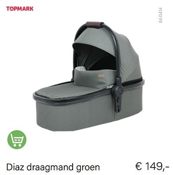 Aanbiedingen Diaz draagmand groen - Topmark - Geldig van 01/11/2022 tot 30/11/2022 bij Multi Bazar