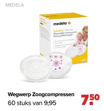Aanbiedingen Wegwerp zoogcompressen - Medela - Geldig van 24/10/2022 tot 03/12/2022 bij Baby-Dump