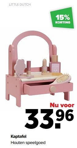 Aanbiedingen Kaptafel houten speelgoed - Little Dutch - Geldig van 24/10/2022 tot 03/12/2022 bij Baby-Dump