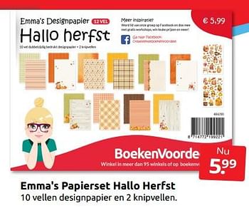 Aanbiedingen Emma`s papierset hallo herfst - Huismerk - Boekenvoordeel - Geldig van 05/11/2022 tot 13/11/2022 bij Boekenvoordeel