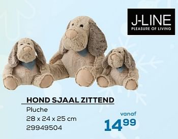 Aanbiedingen Hond sjaal zittend pluche - J-line - Geldig van 04/11/2022 tot 09/12/2022 bij Supra Bazar