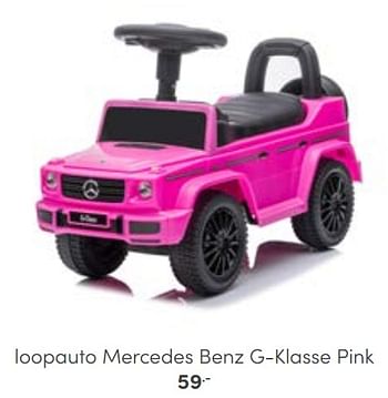 Aanbiedingen Loopauto mercedes benz g-klasse pink - Huismerk - Baby &amp; Tiener Megastore - Geldig van 30/10/2022 tot 12/11/2022 bij Baby & Tiener Megastore