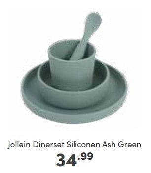 Aanbiedingen Jollein dinerset siliconen ash green - Jollein - Geldig van 06/11/2022 tot 12/11/2022 bij Baby & Tiener Megastore