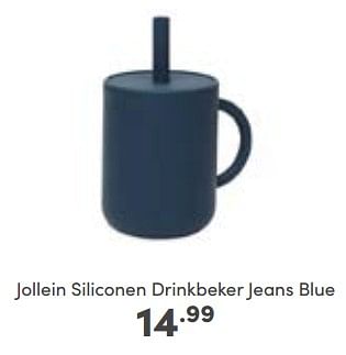 Aanbiedingen Jollein siliconen drinkbeker jeans blue - Jollein - Geldig van 06/11/2022 tot 12/11/2022 bij Baby & Tiener Megastore