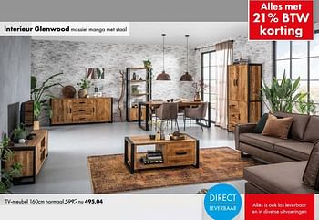 Aanbiedingen Interieur glenwood tv-meubel - Huismerk - Woon Square - Geldig van 07/11/2022 tot 12/11/2022 bij Woon Square