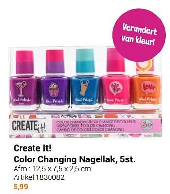 Aanbiedingen Create it! color changing nagellak - Create it! - Geldig van 20/09/2022 tot 06/12/2022 bij Lobbes