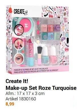 Aanbiedingen Create it! make-up set roze turquoise - Create it! - Geldig van 20/09/2022 tot 06/12/2022 bij Lobbes