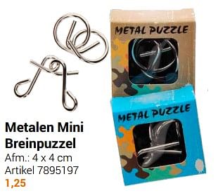 Aanbiedingen Metalen mini breinpuzzel - Pur Element - Geldig van 20/09/2022 tot 06/12/2022 bij Lobbes