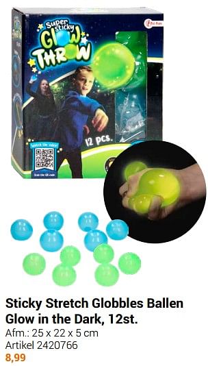 Aanbiedingen Sticky stretch globbles ballen glow in the dark - Toi Toys - Geldig van 20/09/2022 tot 06/12/2022 bij Lobbes