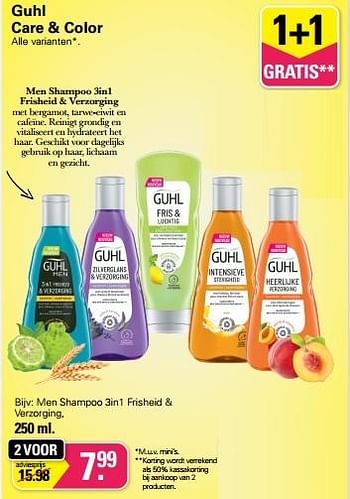 Aanbiedingen Men shampoo 3in1 frisheid + verzorging - Guhl - Geldig van 09/11/2022 tot 03/12/2022 bij De Online Drogist