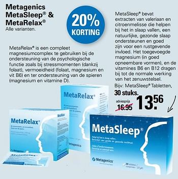Aanbiedingen Metasleep tabletten - MetaSleep - Geldig van 09/11/2022 tot 03/12/2022 bij De Online Drogist