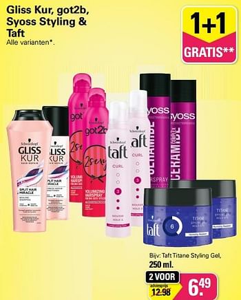 Aanbiedingen Taft titane styling gel - Schwartzkopf - Geldig van 09/11/2022 tot 03/12/2022 bij De Online Drogist