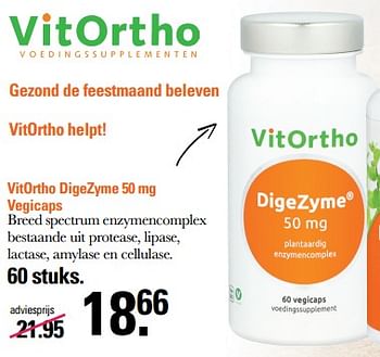 Aanbiedingen Vitortho digezyme 50 mg vegicaps - VitOrtho - Geldig van 09/11/2022 tot 03/12/2022 bij De Online Drogist