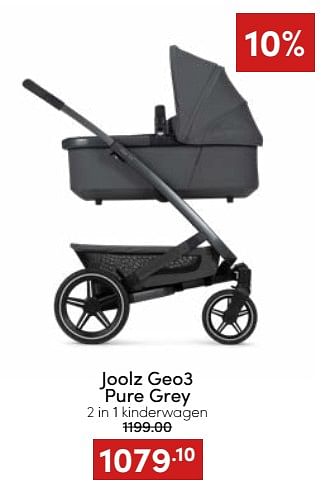 Aanbiedingen Joolz geo3 pure grey 2 in 1 kinderwagen - Joolz - Geldig van 20/11/2022 tot 26/11/2022 bij Baby & Tiener Megastore