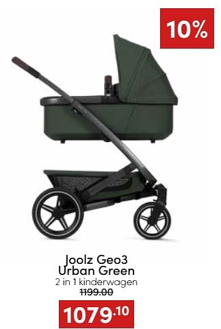 Aanbiedingen Joolz geo3 urban green 2 in 1 kinderwagen - Joolz - Geldig van 20/11/2022 tot 26/11/2022 bij Baby & Tiener Megastore