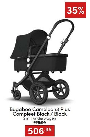 Aanbiedingen Bugaboo cameleon3 plus compleet black - black 2 in 1 kinderwagen - Bugaboo - Geldig van 20/11/2022 tot 26/11/2022 bij Baby & Tiener Megastore