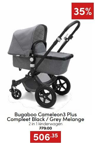 Aanbiedingen Bugaboo cameleon3 plus compleet black - grey melange 2 in 1 kinderwagen - Bugaboo - Geldig van 20/11/2022 tot 26/11/2022 bij Baby & Tiener Megastore