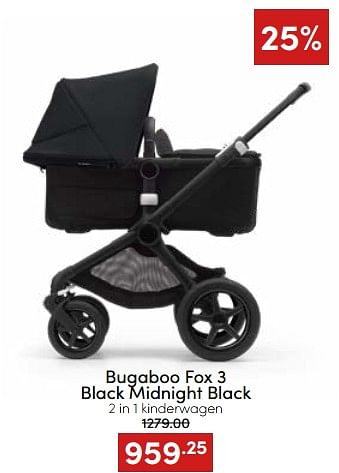 Aanbiedingen Bugaboo fox 3 black midnight black 2 in 1 kinderwagen - Bugaboo - Geldig van 20/11/2022 tot 26/11/2022 bij Baby & Tiener Megastore