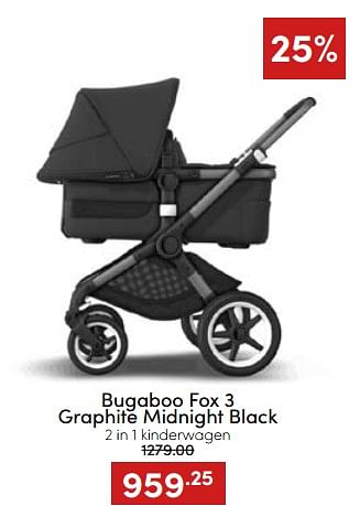 Aanbiedingen Bugaboo fox 3 graphite midnight black 2 in 1 kinderwagen - Bugaboo - Geldig van 20/11/2022 tot 26/11/2022 bij Baby & Tiener Megastore
