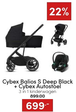 Aanbiedingen Cybex balios s deep black + cybex autostoel 3 in 1 kinderwagen - Cybex - Geldig van 20/11/2022 tot 26/11/2022 bij Baby & Tiener Megastore