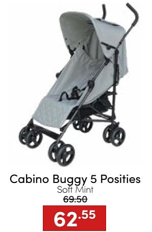 Aanbiedingen Cabino buggy 5 posities soft mint - Cabino - Geldig van 20/11/2022 tot 26/11/2022 bij Baby & Tiener Megastore
